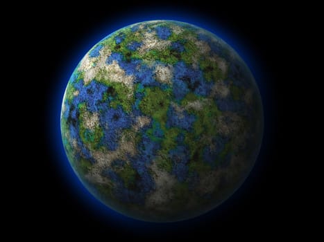 illustration of abstract planet over black background