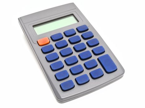 single calculator with empty buttons against the white background 