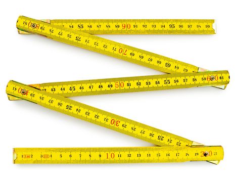 yellow wooden meter over the white background  