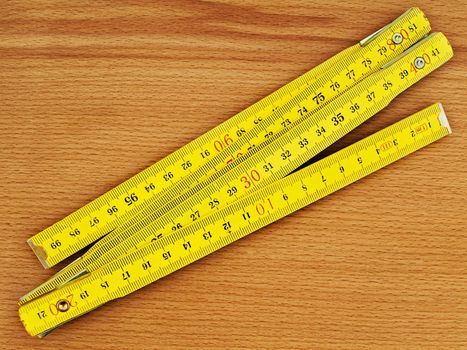 yellow wooden meter over the wooden background