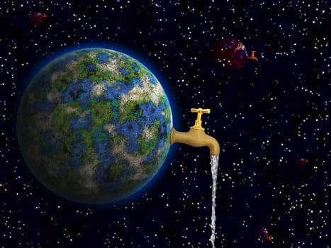 Conceptual image of earth is our water in space
