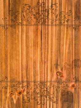 vintage floral frame with swirls at aged wooden background