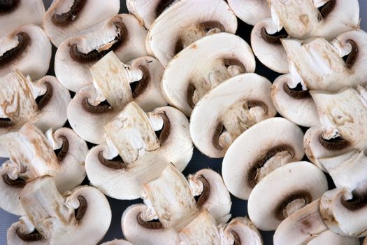 A background of chopped buttton mushrooms