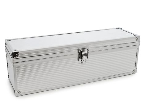 silver color aluminum box over the white background