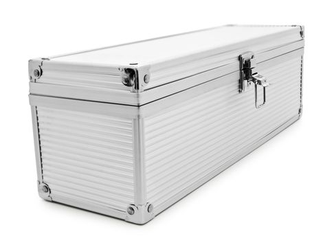 silver color aluminum box over the white background