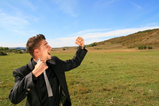 Business man receives news of his success.