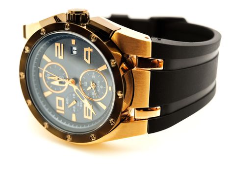 luxury golden man clock against white background