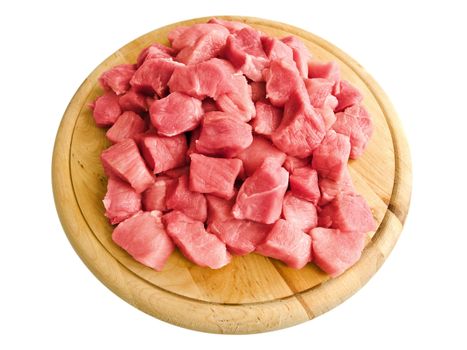 goulash on the hardboard over white background