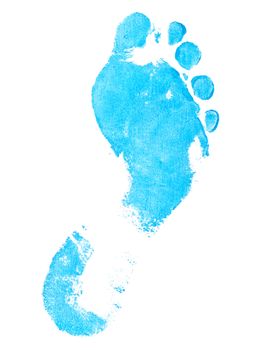 blue foot print over the white background