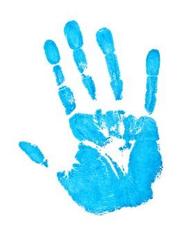 blue hand print over the white background