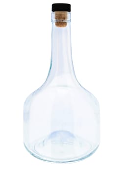 closed empty bottle over the white background