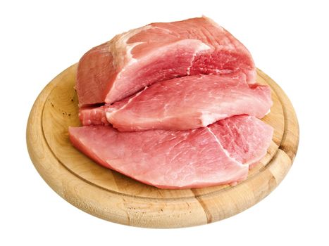 piecies of meat on the hardboard over white