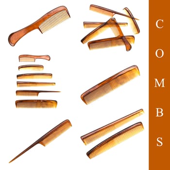 set of different combs images over white background