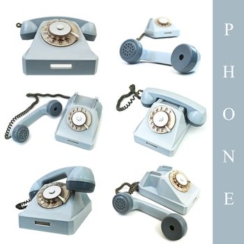 set of different phones images over white background