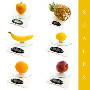 set of different scales images over white background