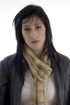 beautiful woman with muffler on an isolated background