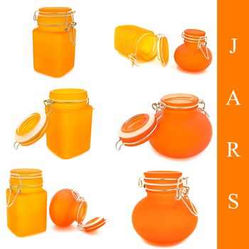 set of different jar images over white background