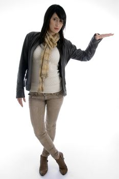posing stylish lady with white background