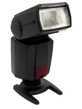 Photo of flash-light over white background 