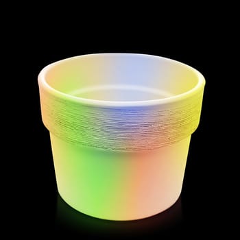 empty rainbow flowerpot over the black background