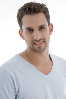 portrait of handsome young manon an isolated white backgound