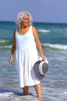an older female at the beach