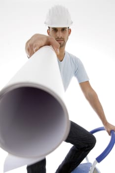 young achitect on an isolated white backgound