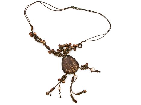  fashion wooden necklace over white background