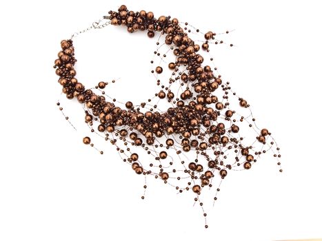  fashion brown necklace in chaplet shape over white background