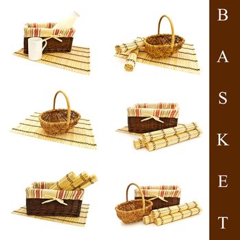 set of different basket over white background
