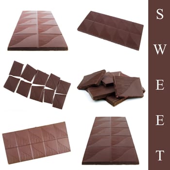 set of sweet chocolate over white background
