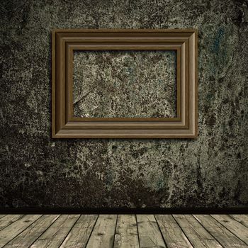 old photo frames over the grunge wall background