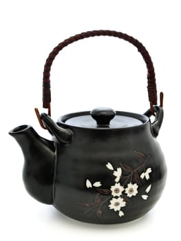 Single china teapot for chinese tea ceremony over white background