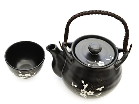 china tableware for chinese tea ceremony over white 