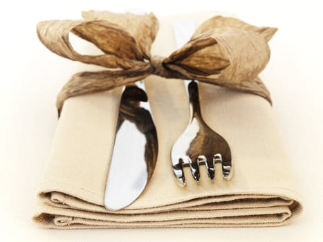 fork and knife with napkin (shalow DOF)