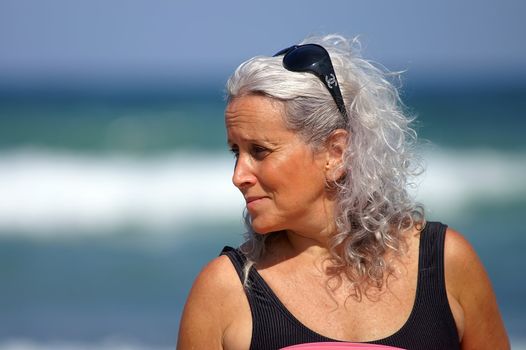 elder female at the beach