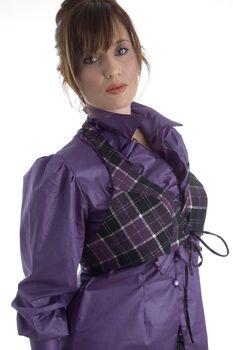 portrait of adult woman with white background