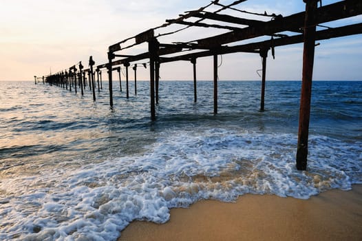 Old iron bridge on the sea coast