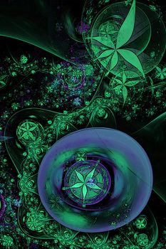 A fractal of green leaves created in Apophysis and illustrated in Photoshop. 