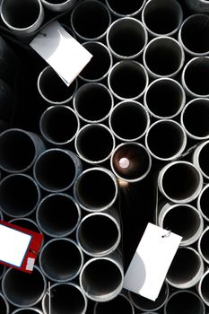 steel pipes on a dock in youghal ireland