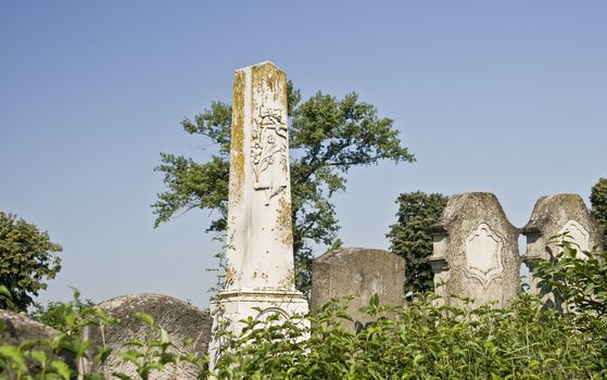 old tombs from jewish cemetery from iasi, romania