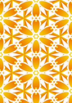 Repeating yellow flower shapes on white background