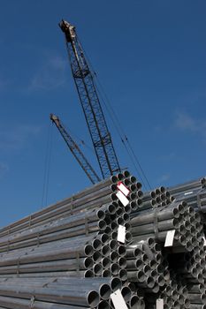 steel pipes on a dock in youghal ireland