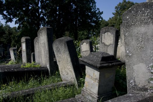 old tombs from jewish cemetery from iasi, romania