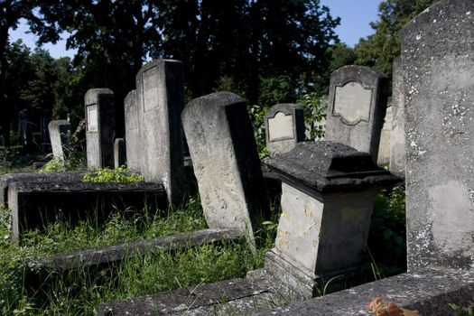 old tombs from jewish cemetery from iasi, romania