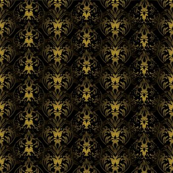 Black and gold gothic repeating background with seamless join