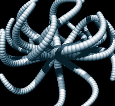 Abstract organic tentacles on black background - 3d illustration