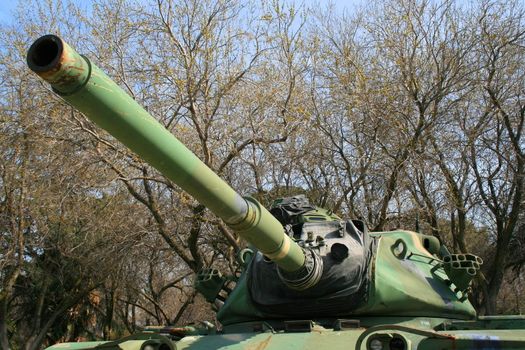 U.S. Military tank parked in a veterans memorial center.