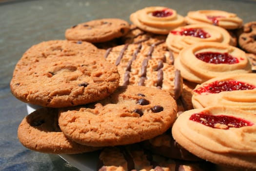 Close up of an assortment of cookies.
