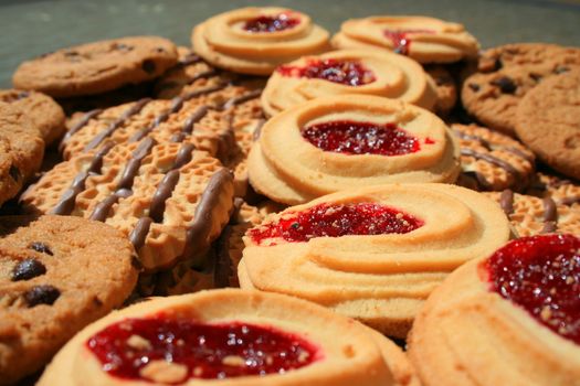 Close up of an assortment of cookies.
